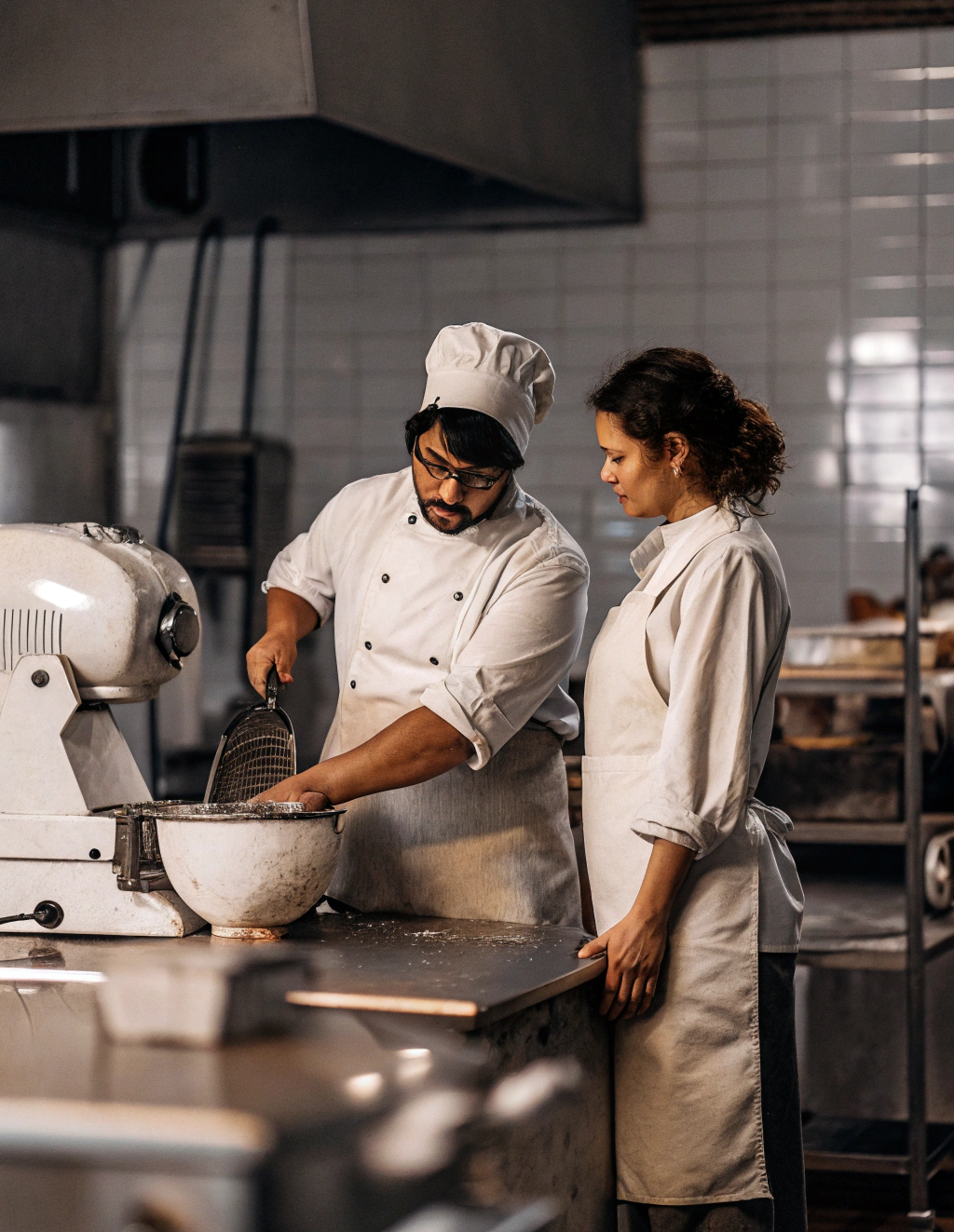 A clean and professional kitchen environment, representing the food industry.