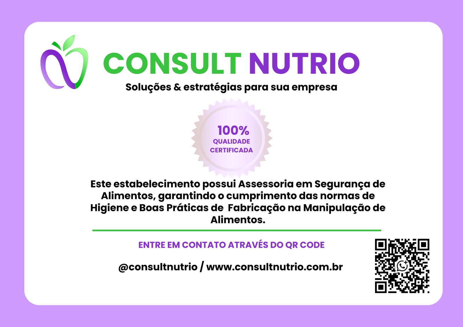 A sample certificate from Consult Nutrio